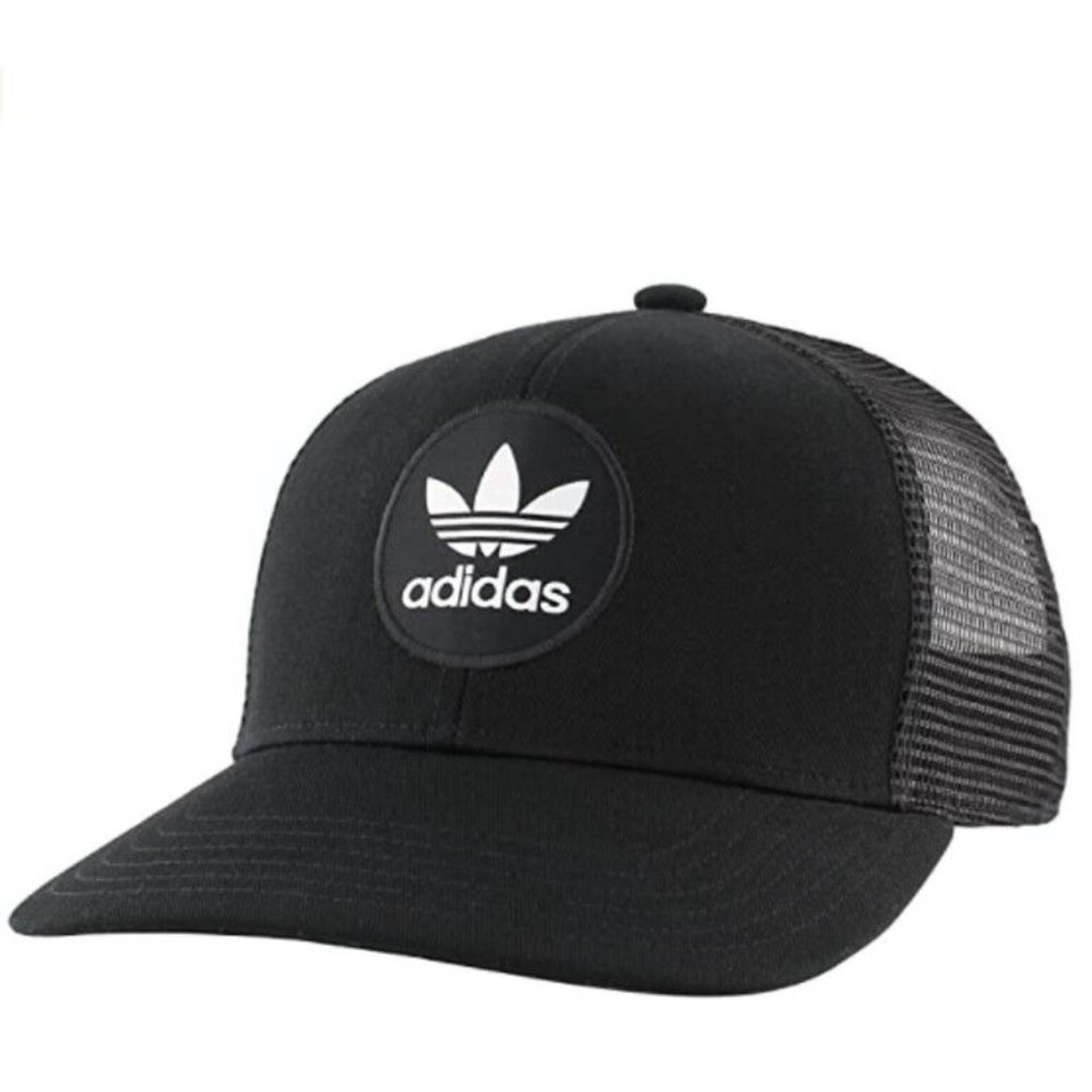 Adidas Originals Circle Logo Mesh Snapback Trucker Cap (Black/White) Hat CJ3901